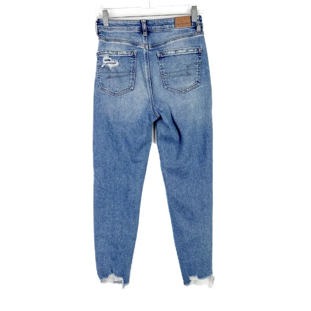 American Eagle Distressed Stretch Mom Jean Ankle Length Size 2 EUC T2586 - Picture 7 of 11